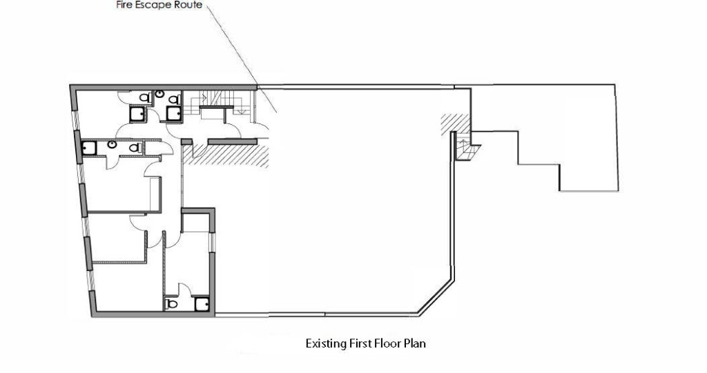 Lot: 142 - FORMER PUB AND HOTEL WITH PLANNING PERMISSION FOR RESIDENTIAL CONVERSION - Existing First Floor Plan